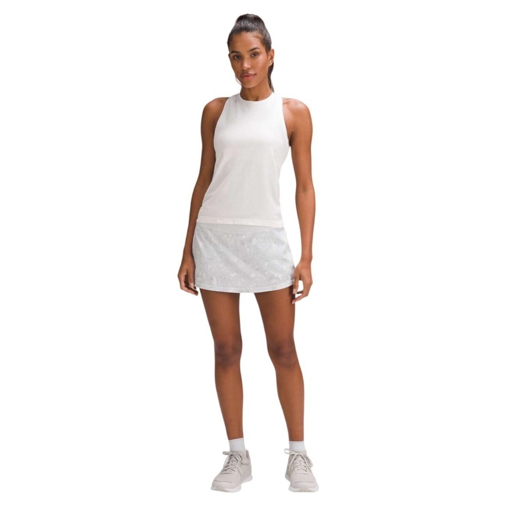 Lululemon Pace Rival Mid-Rise Skirt 4 Marble Dye White Silver Blue LW8AHDR
